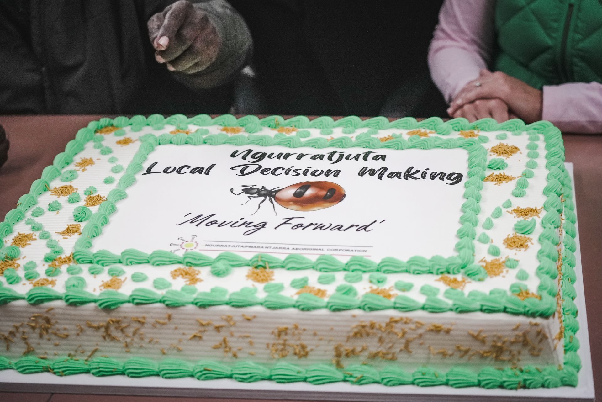 Cake with green frosting,