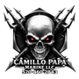 Logo for Camillo Papa Marine LLC featuring a human skull with glowing red eyes in front of crossed tridents.