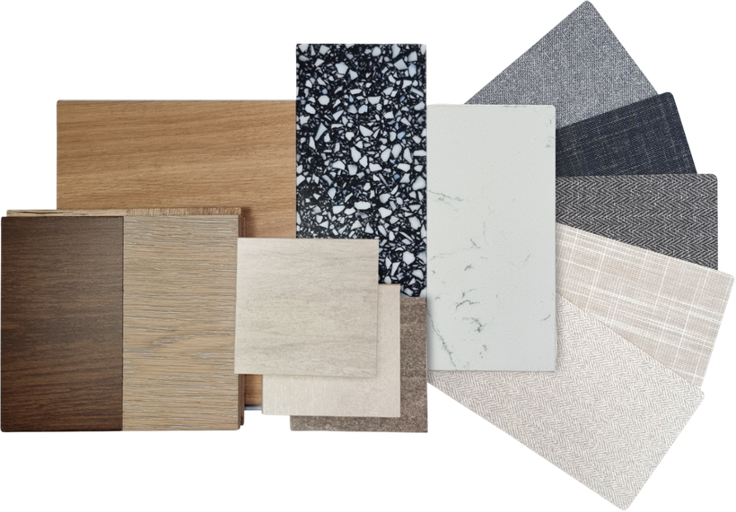 A collage of different types of materials including wood and marble