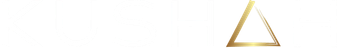 Logotipo de KUSHAH en blanco y dorado, desarrollado por AGANTMEDIA como parte de su identidad premium