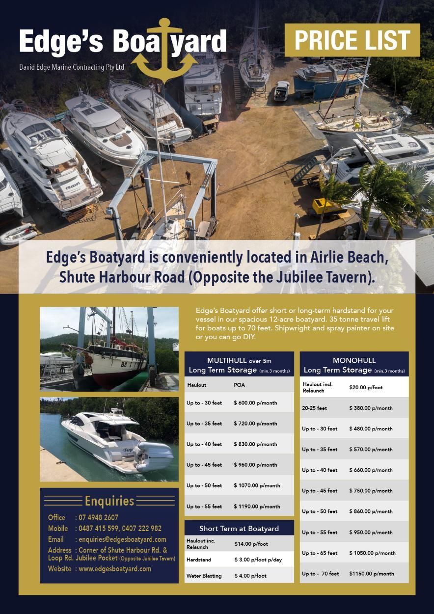 Edge's Boatyard Price List — Boat Repairs In Whitsundays, QLD