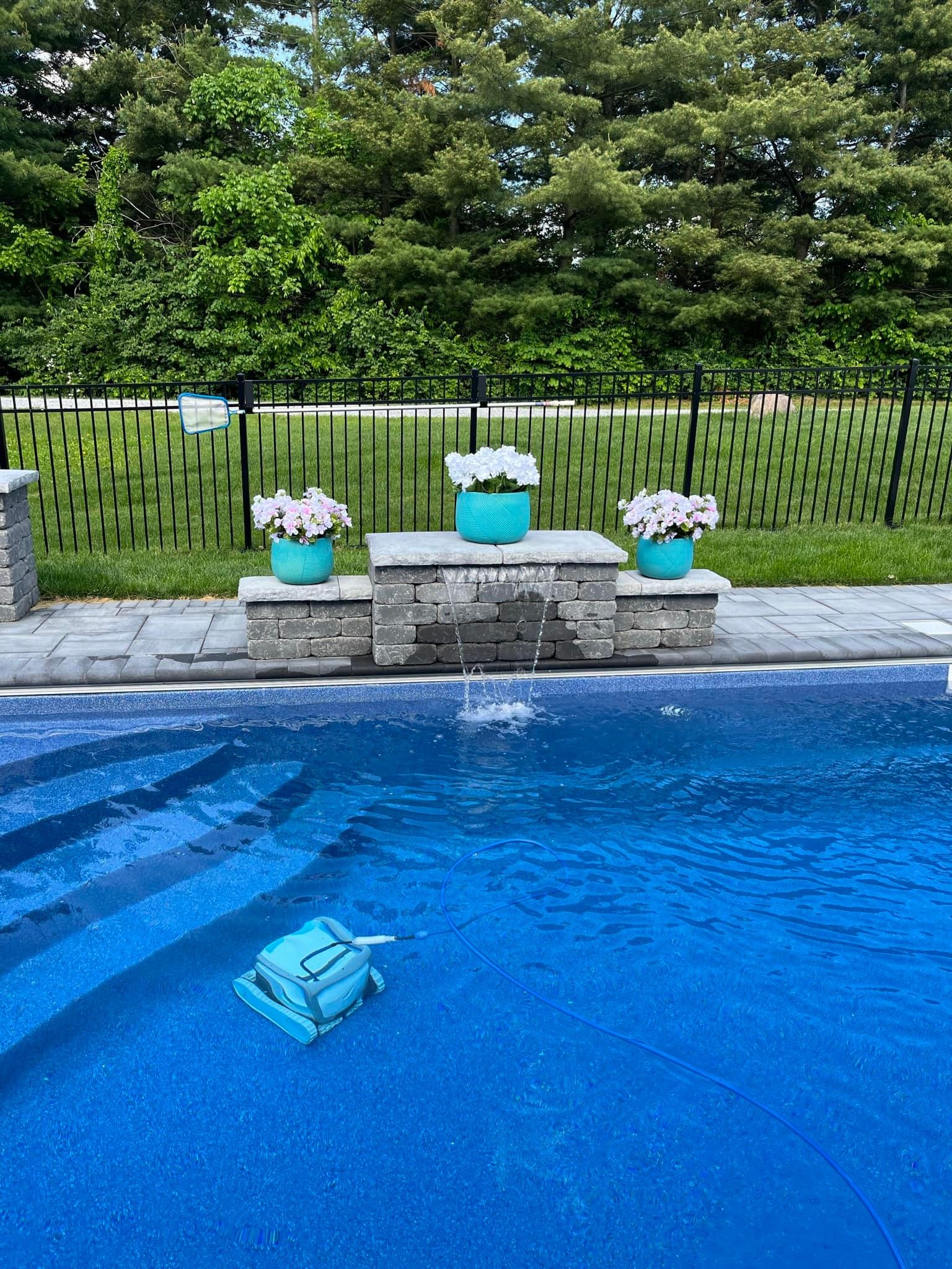 Mini Waterfall And A Flower Vase On A Pool - Delaware, OH - Outdoor Living Pools & Patio