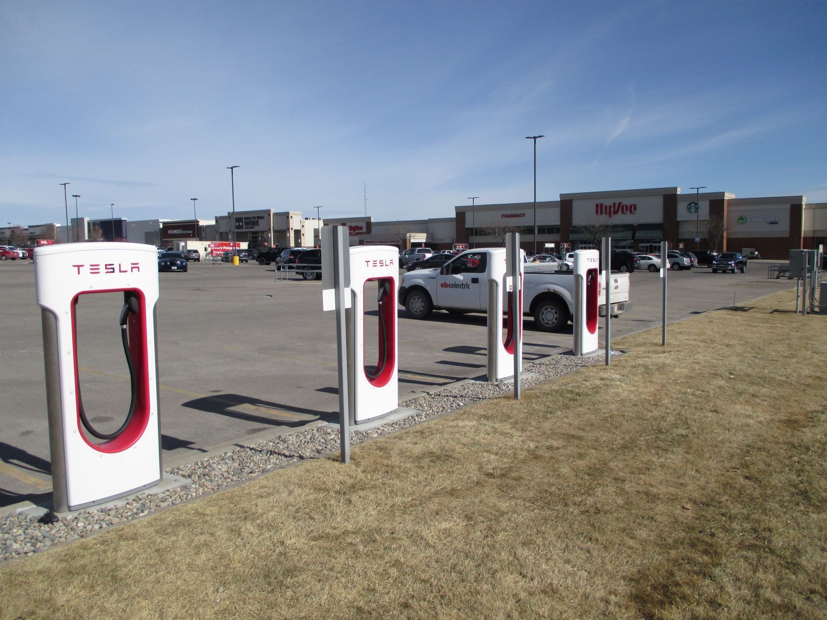 An area with a new Tesla electric charger installation