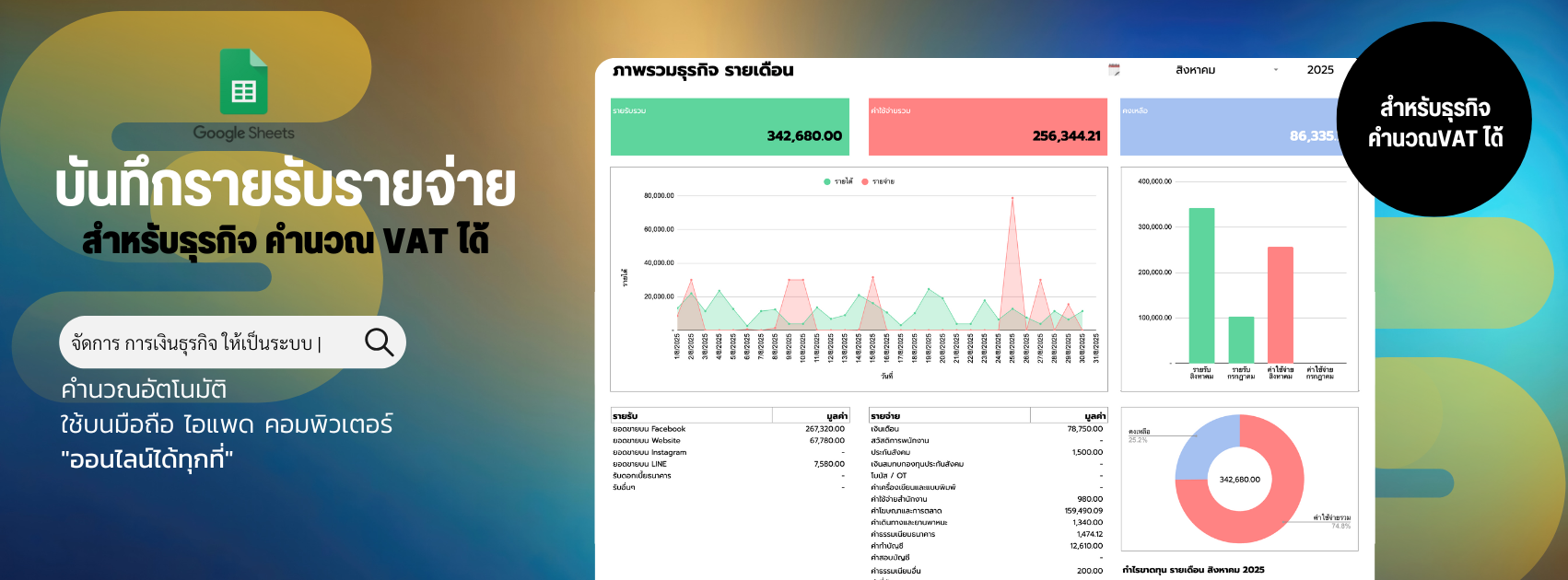 รายรับรายจ่าย google sheet