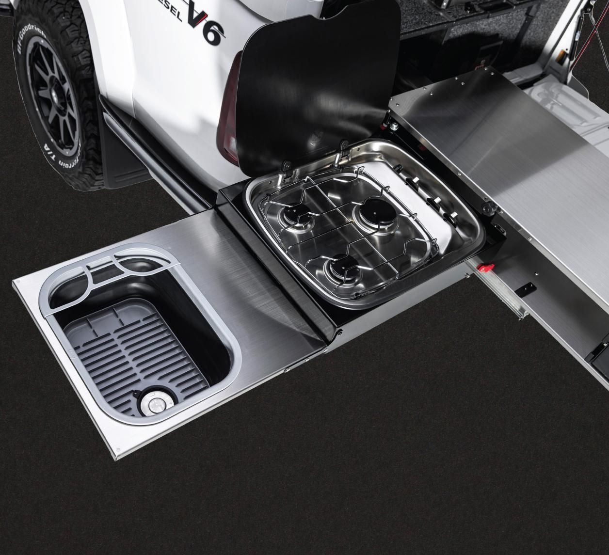 A V6 Jeep Has A Stainless Steel Stove And Sink — Tech Tune Automotive and 4x4 ARB In Innisfail, QLD