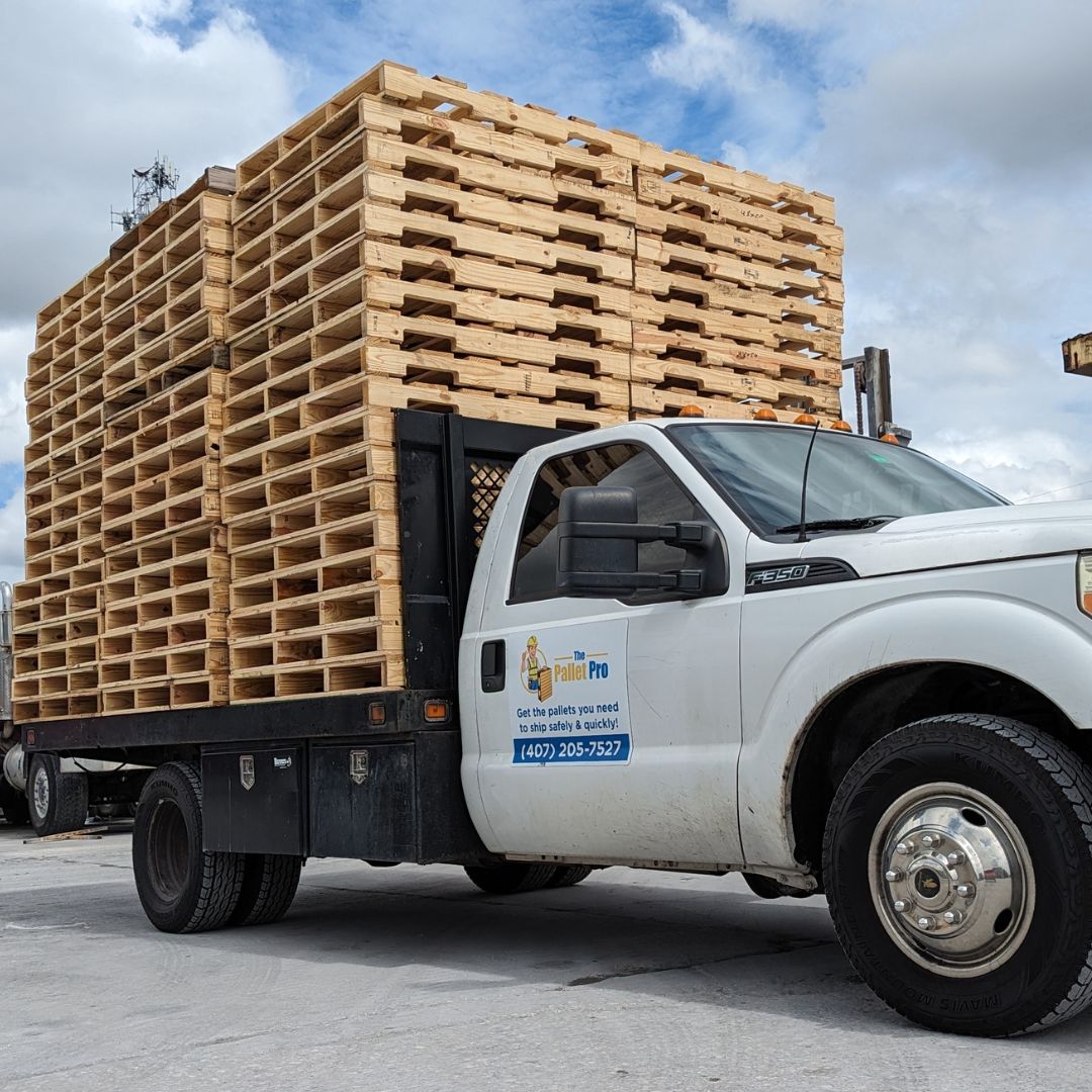View of Pallet Delivery Truck - New Wood Pallets