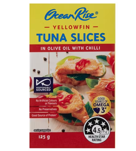 OCEAN RISE Yellowfin Tuna Slices In Olive Oil with Chilli 125g