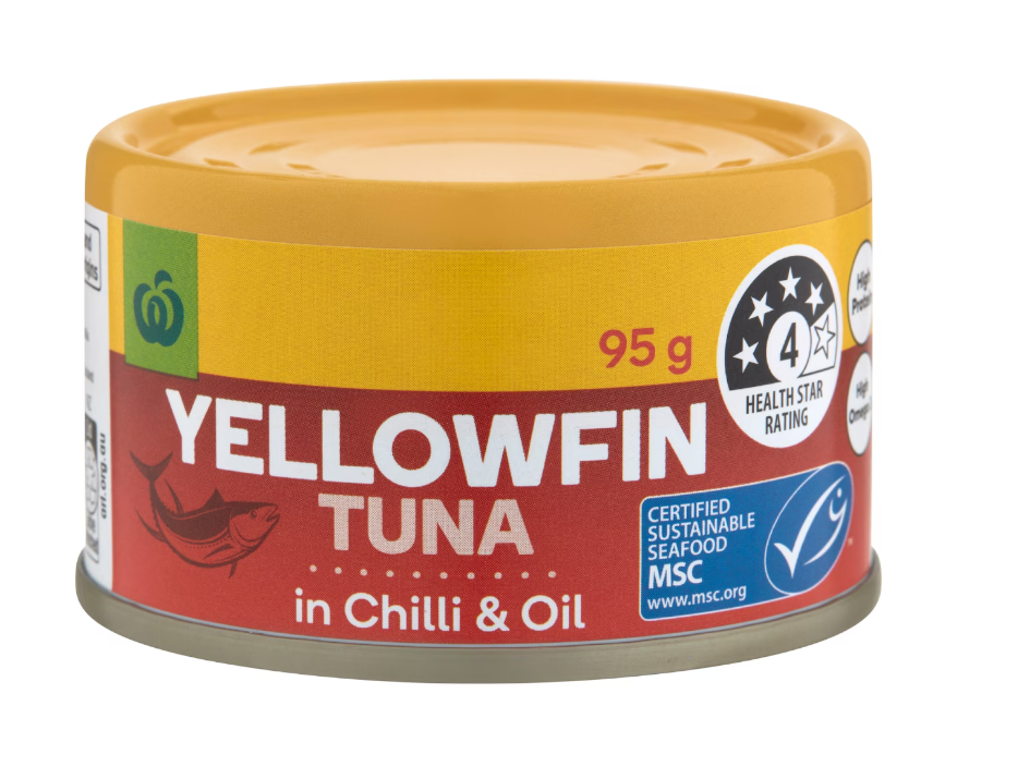Purchased product yellowfin tuha in chilli infused oil &lemon zest