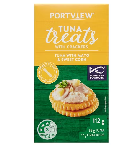 PORTVIEW Mayo And Sweetcorn Tuna Treats With Crackers 112g