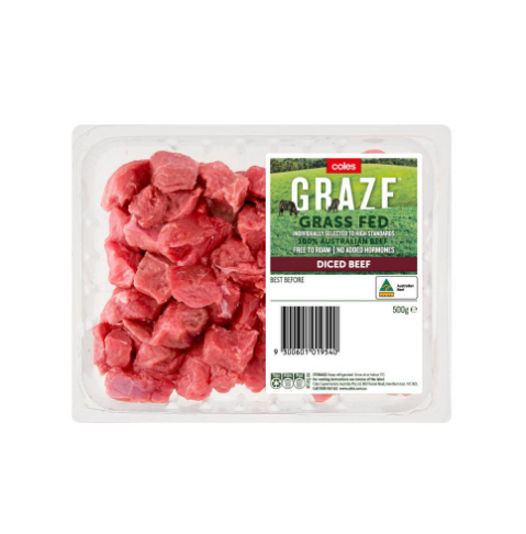 Coles Graze Grassfed Beef Diced Steak | 500g