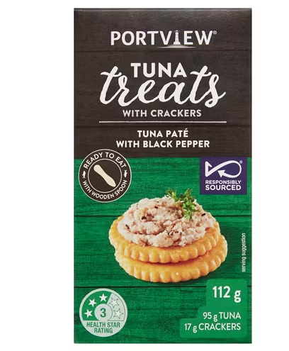 PORTVIEW Tuna Pate With Black Pepper Treats with Crackers 112g