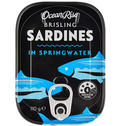 OCEAN RISE Sardines in Springwater 110g 0.11 kg ($14.45 per 1 kg)