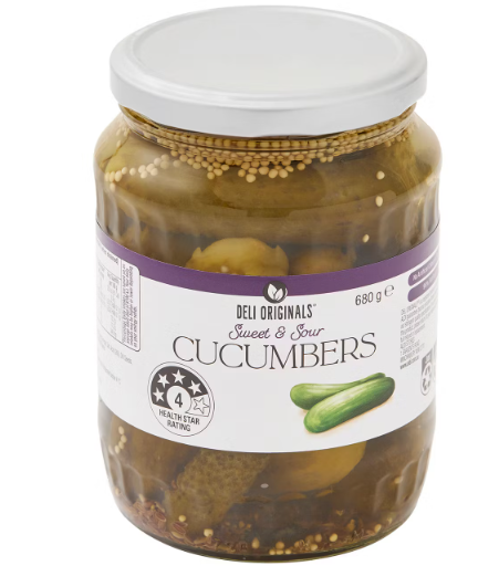 DELI ORIGINALS Sweet And Sour Pickled Cucumbers 680g