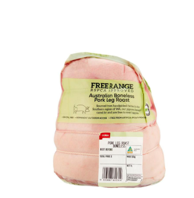 Coles Free Range Pork Leg Roast Boneless | approx. 1.8kg