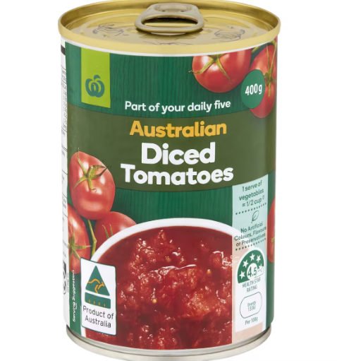 Woolies Diced tomatoes