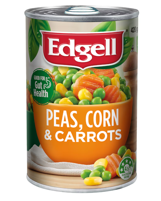 NEW SEASON Peas, Corn & Carrots 420g