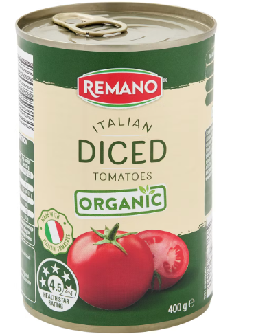 REMANO Organic Italian Diced Tomatoes 400g