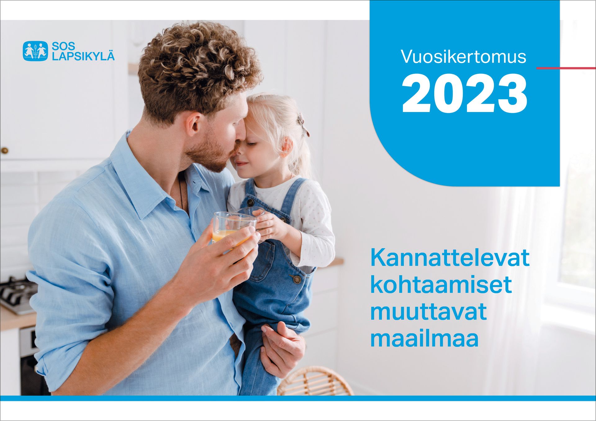 SOS-Lapsikylän vuosikertomus 2023. Suunnittelu ja taitto Aini Design Oy