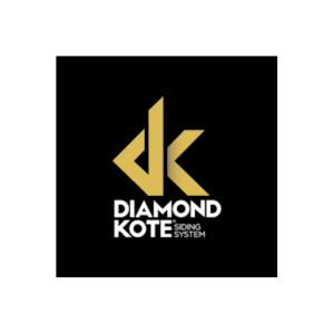 A diamond kote siding system logo on a black background