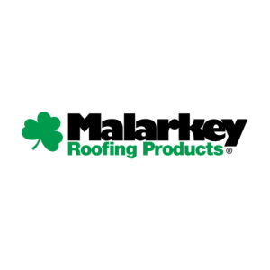 The logo for malarkey roofing products has a clover on it.