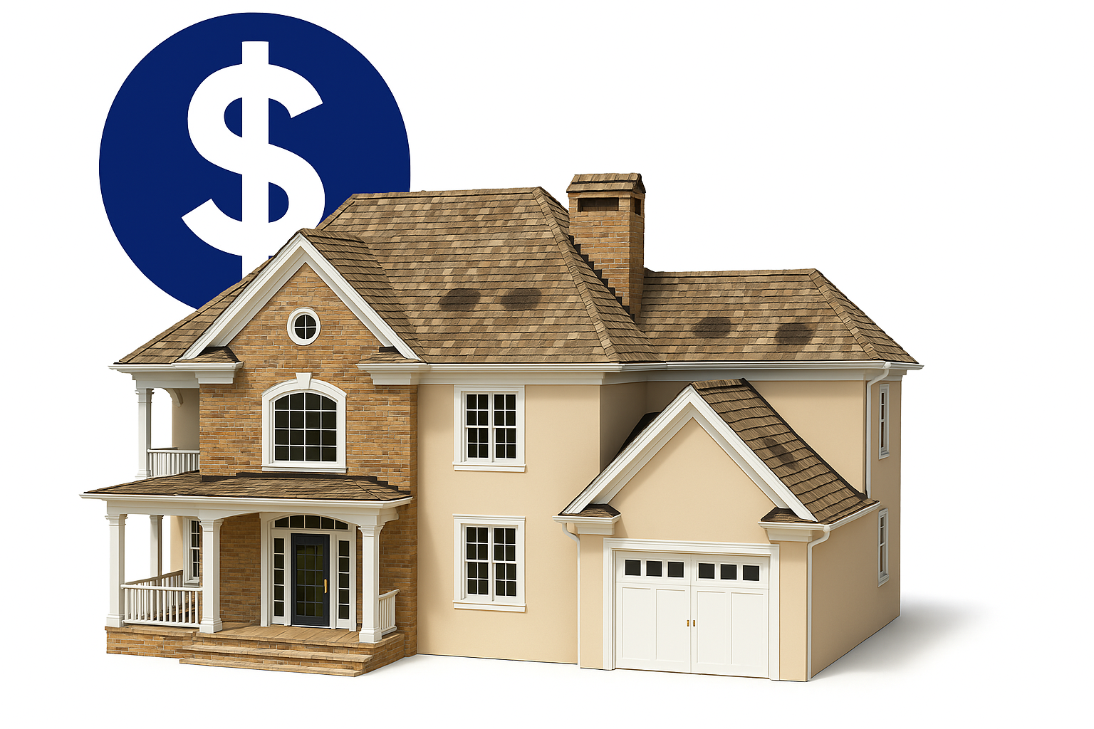 A house with a dollar sign in the background