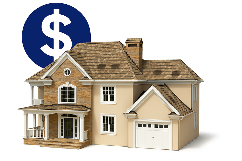 A house with a dollar sign in the background