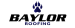 The logo for baylor roofing has a paw print on it.