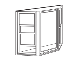 A black and white drawing of a bay window on a white background.