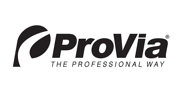 A black and white logo for provia the professional way