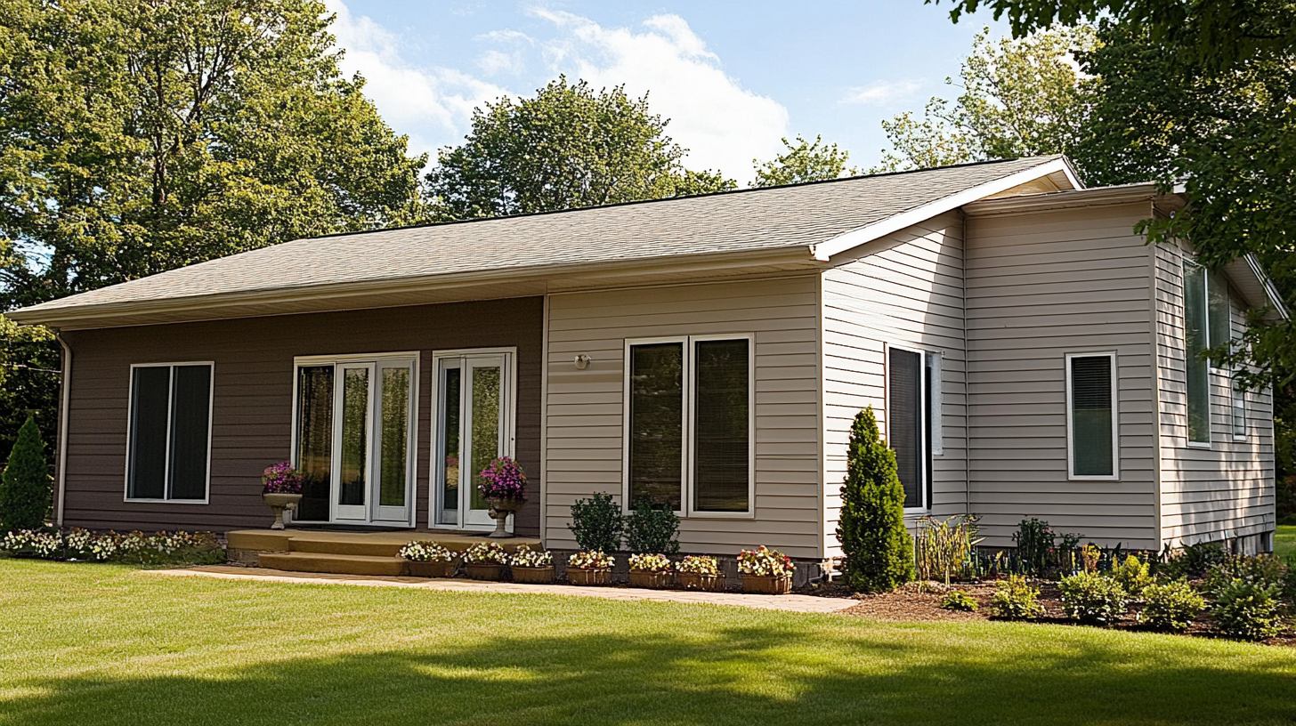 A house with a lot of windows and sliding glass doors