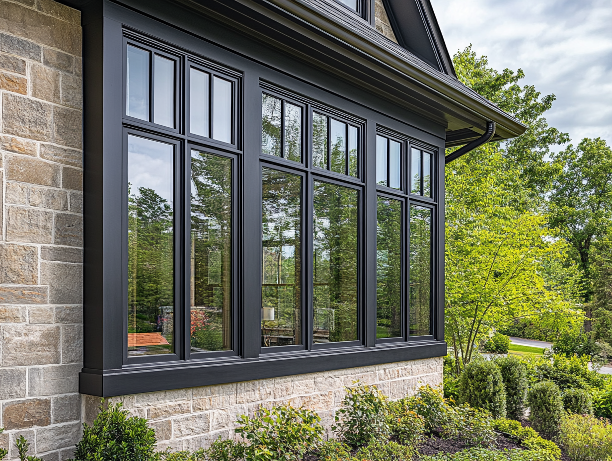A house with a large window on the side of it.