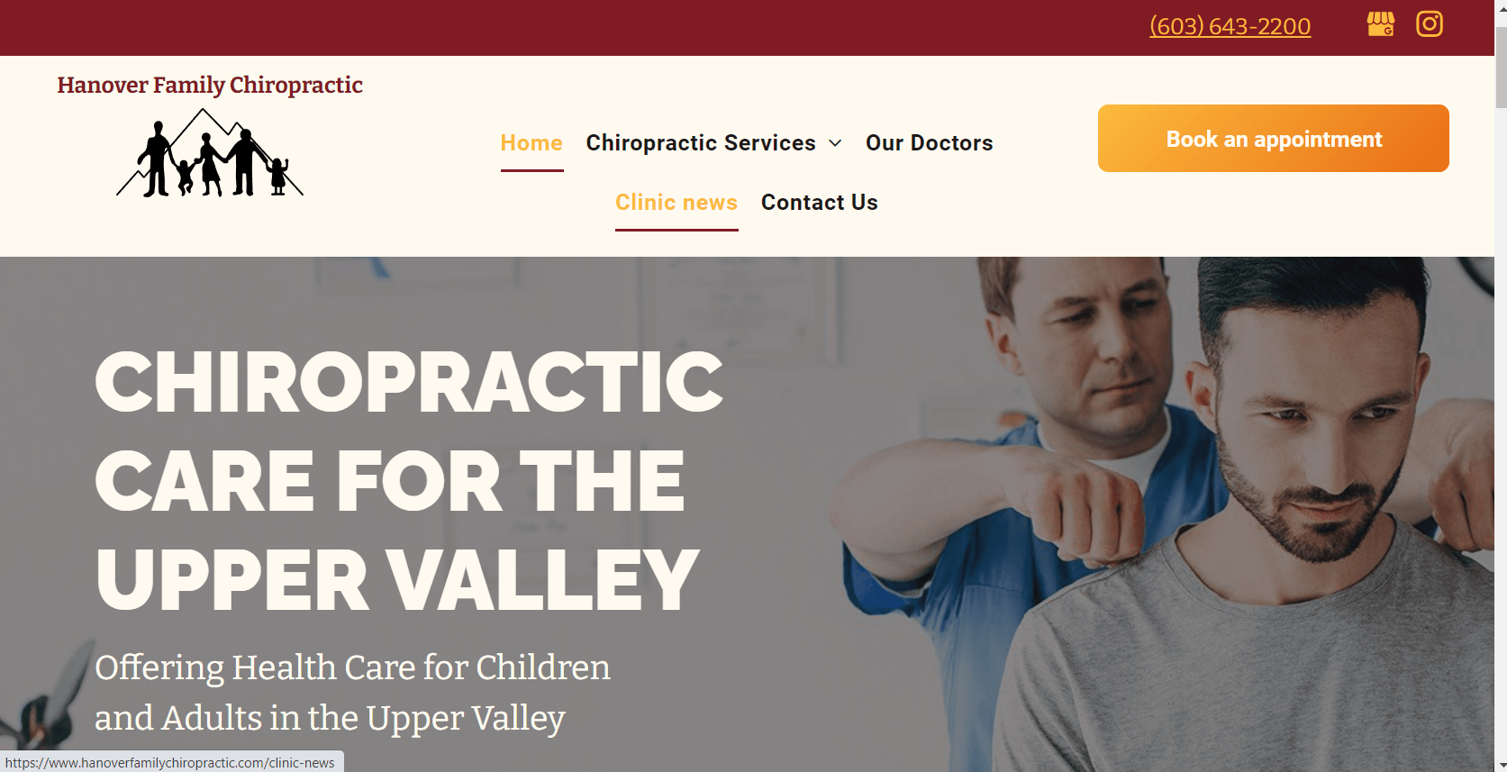 Hanover Family Chiropractic Website home page