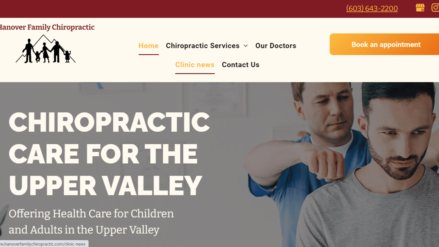 Hanover Family Chiropractic Website home page