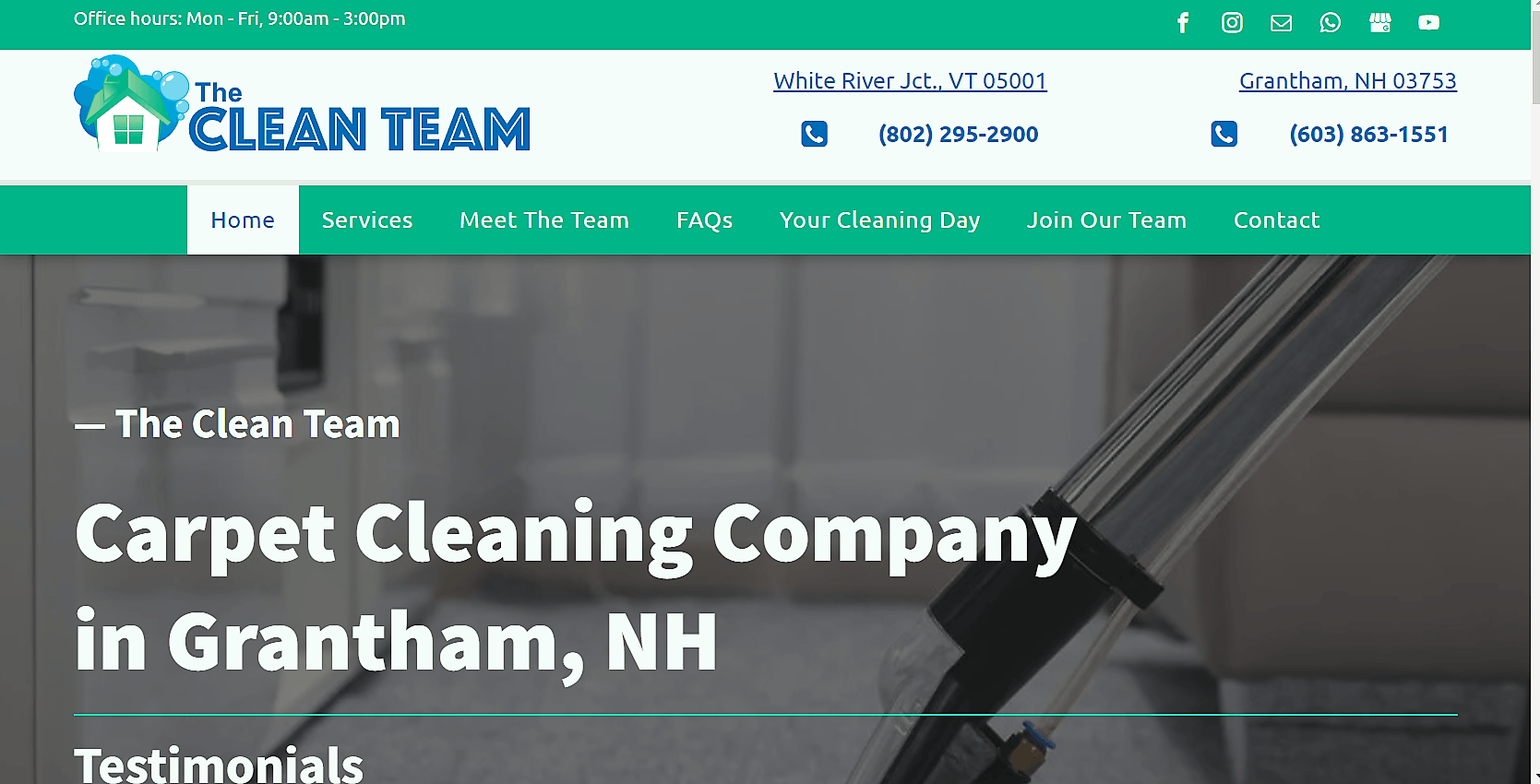 The Clean Team Website home page