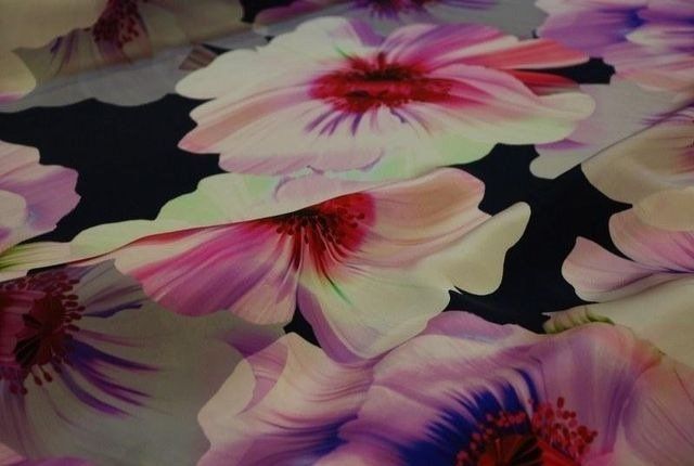 high-quality silk fabric with flowers