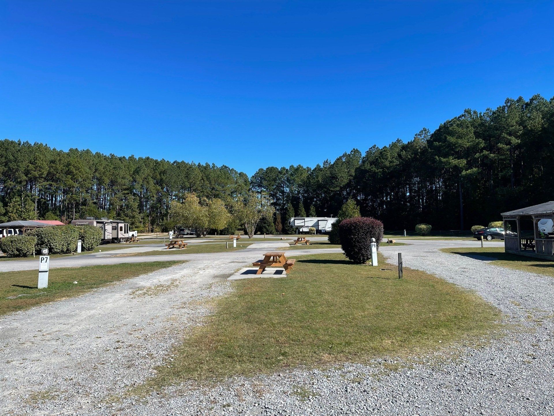 pull through rv site at the rv resort at carolina crossroads, roanoke rapids, nc
