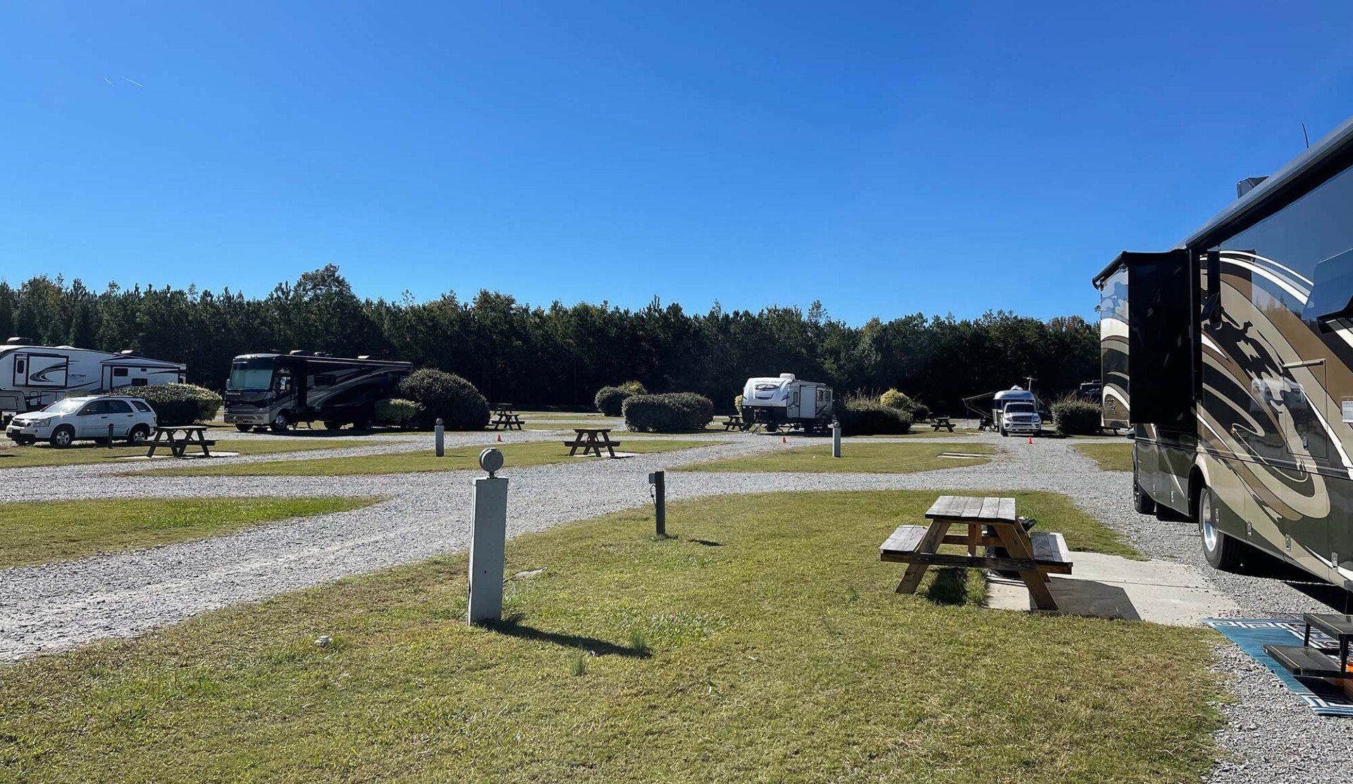 spacious rv site at the rv resort at carolina crossroads, roanoke rapids, nc