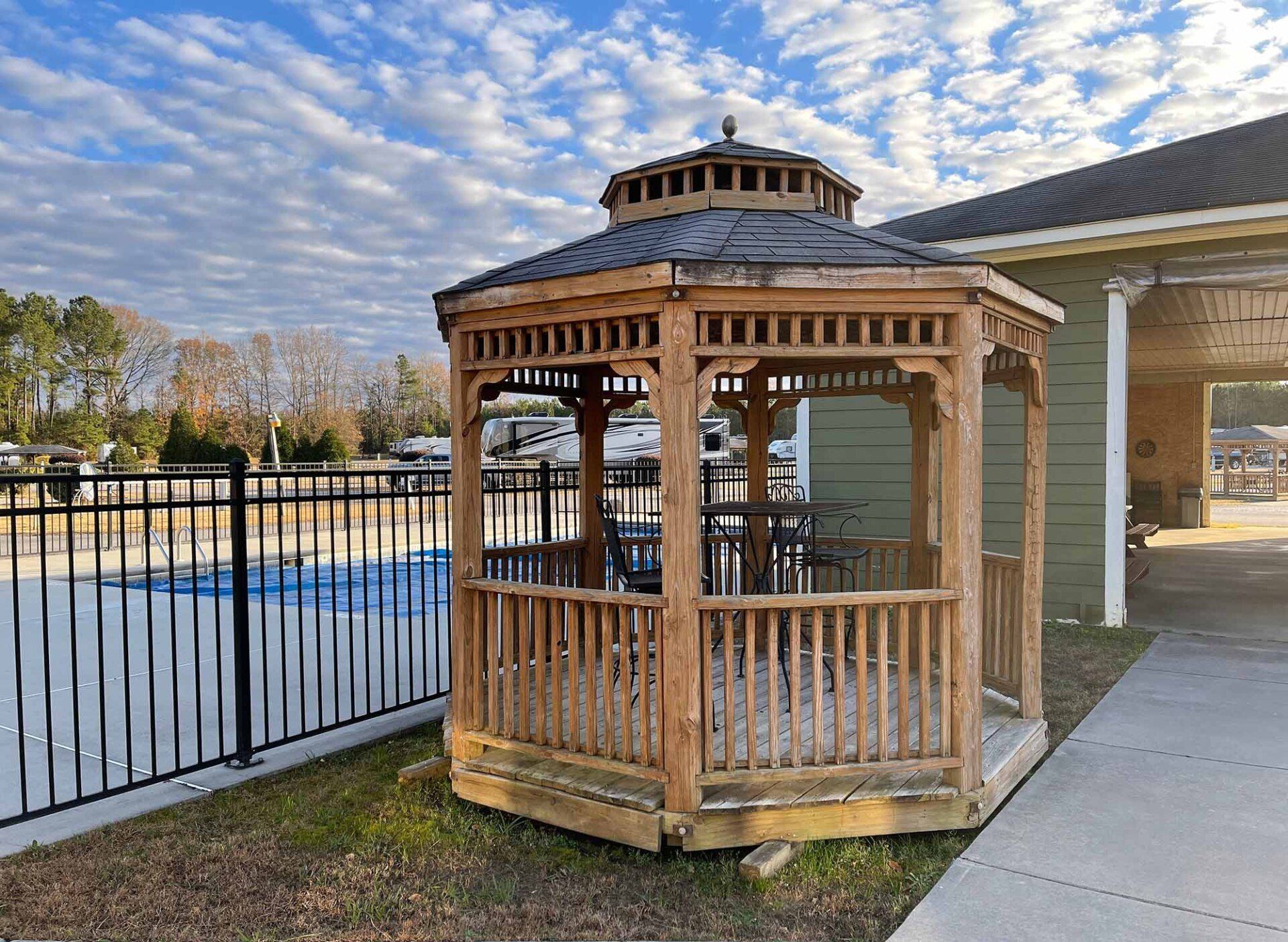 public gazebo at the rv resort at carolina crossroads, roanoke rapids, nc