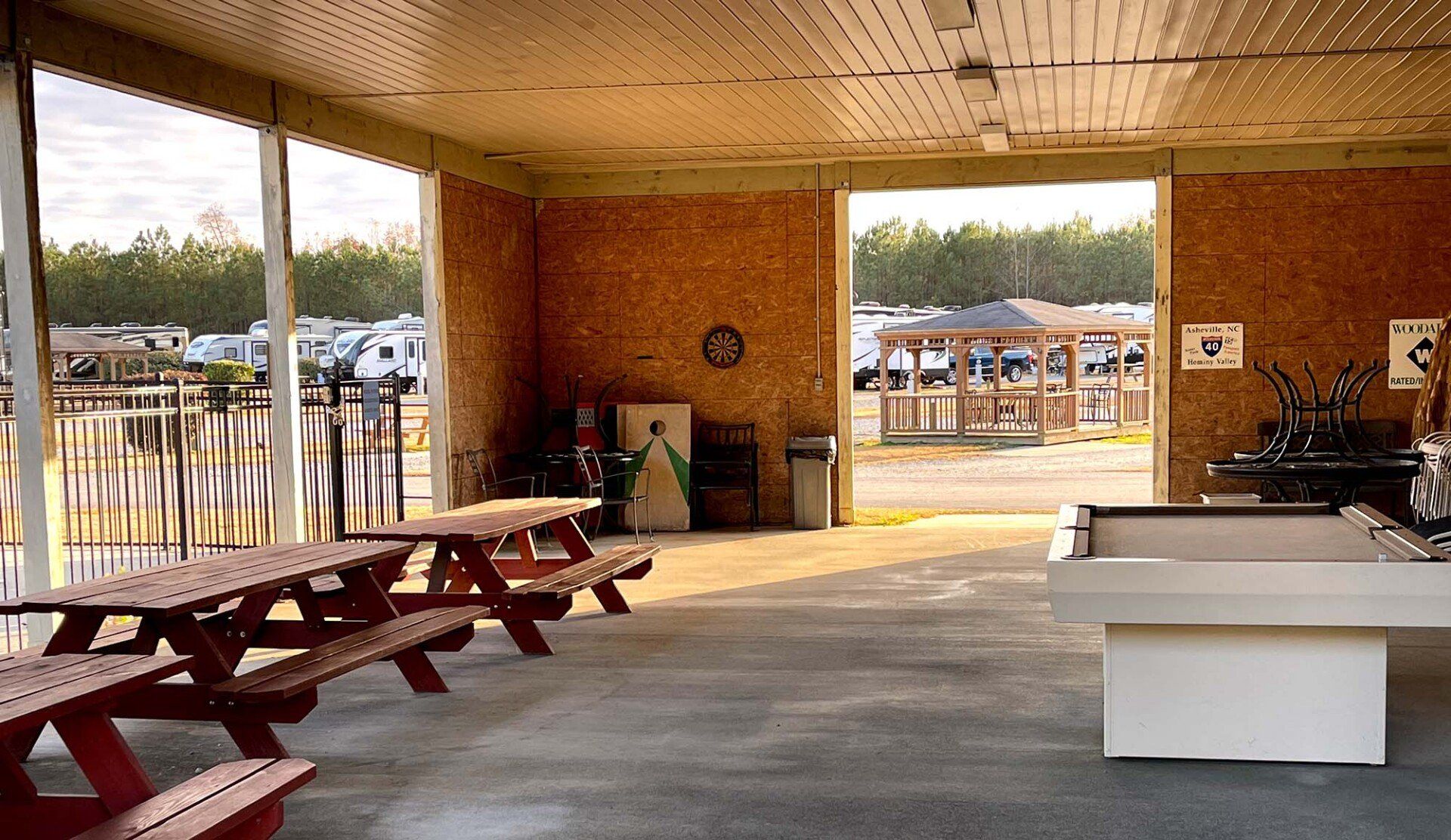 covered pavillion at the rv resort at carolina crossroads, roanoke rapids, nc