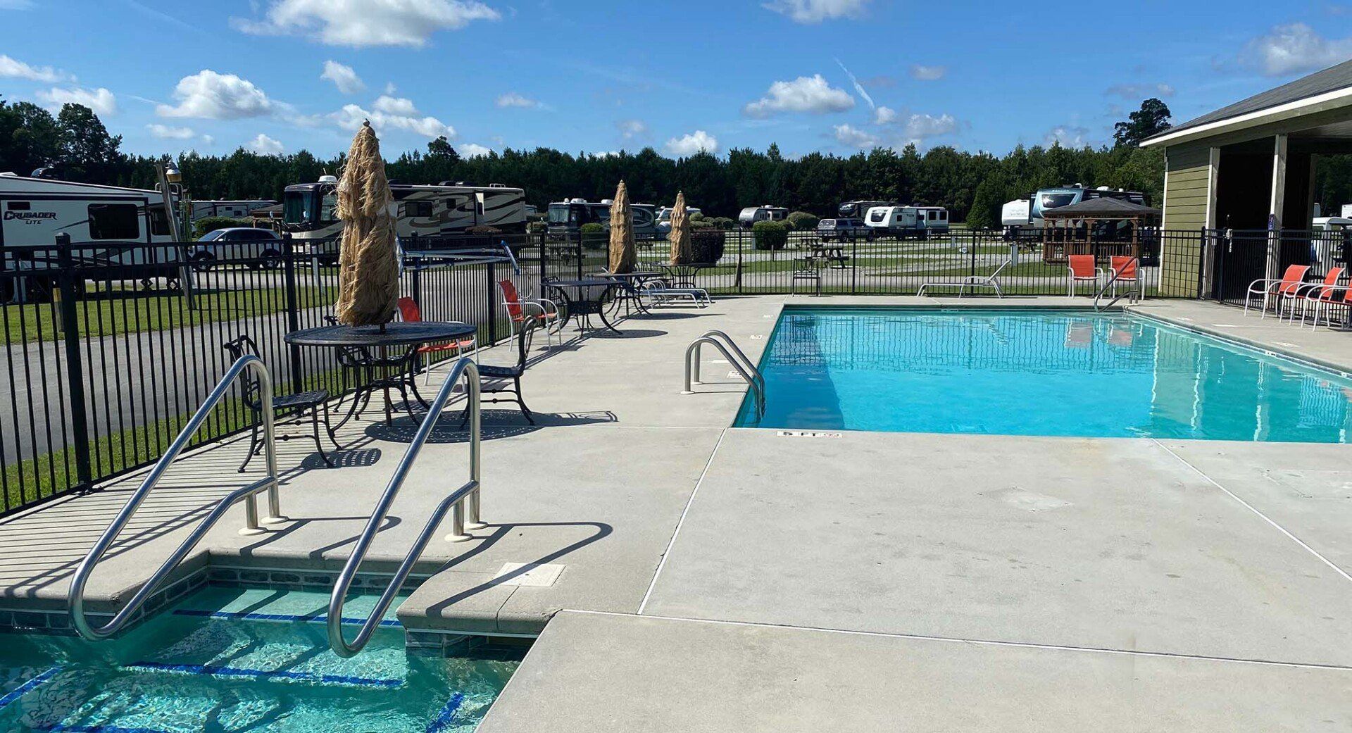 swimming pool at the rv resort at carolina crossroads, roanoke rapids, nc