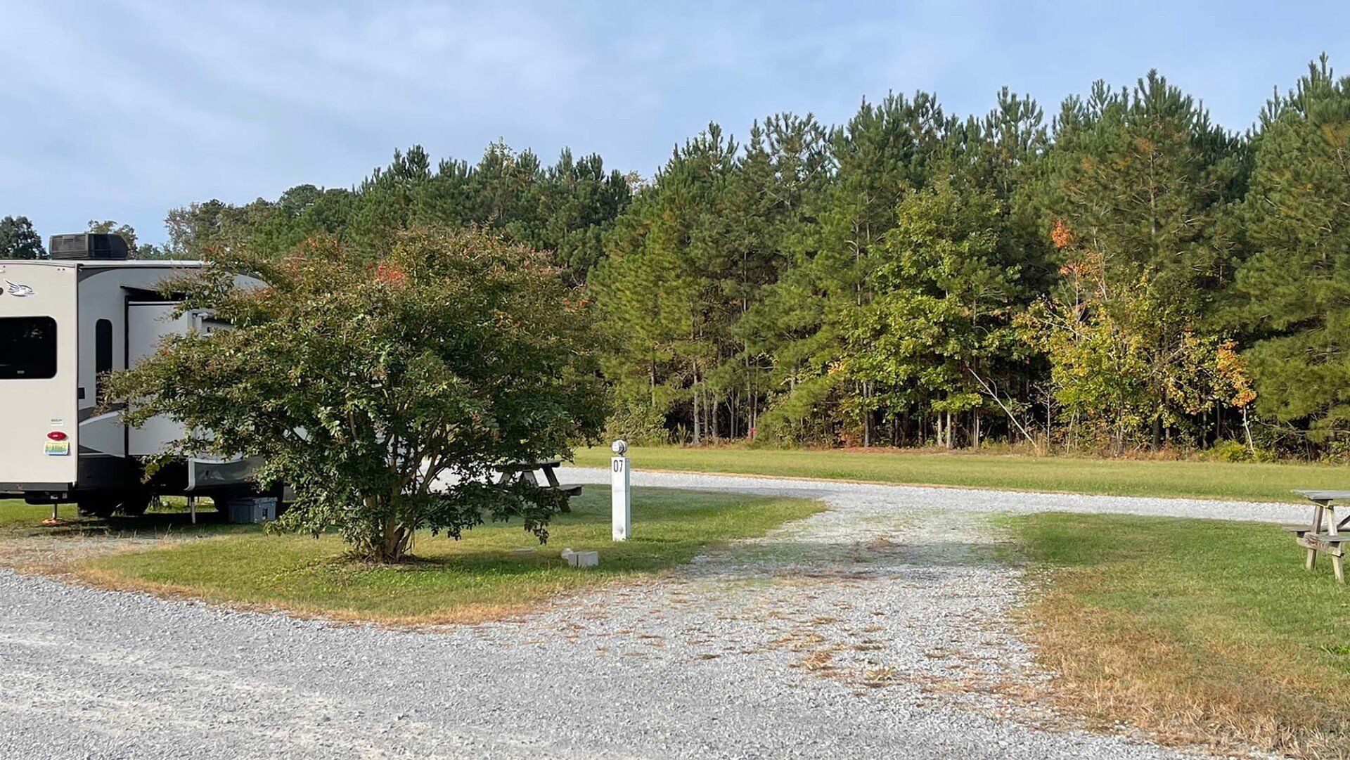 pull through rv site at the rv resort at carolina crossroads, roanoke rapids, nc