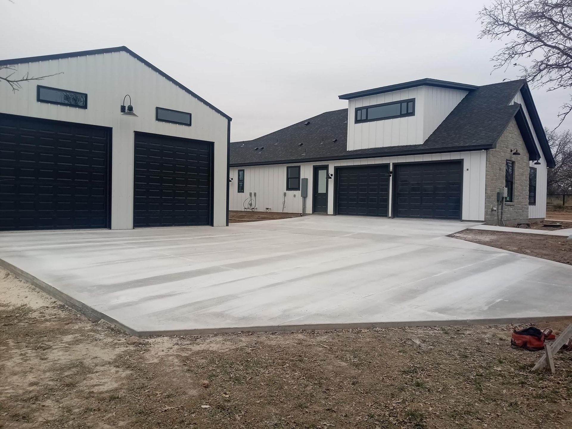 Newly installed concrete driveway