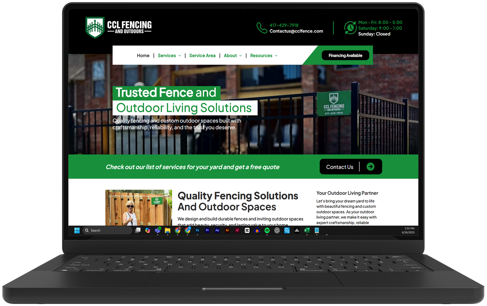 A laptop displaying the website for 