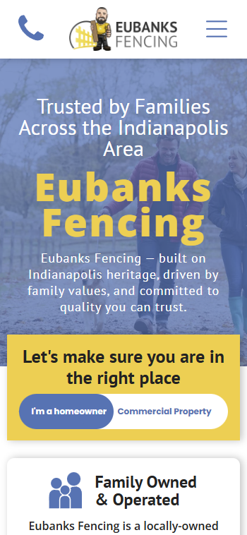 A screenshot of a website for eubanks fencing