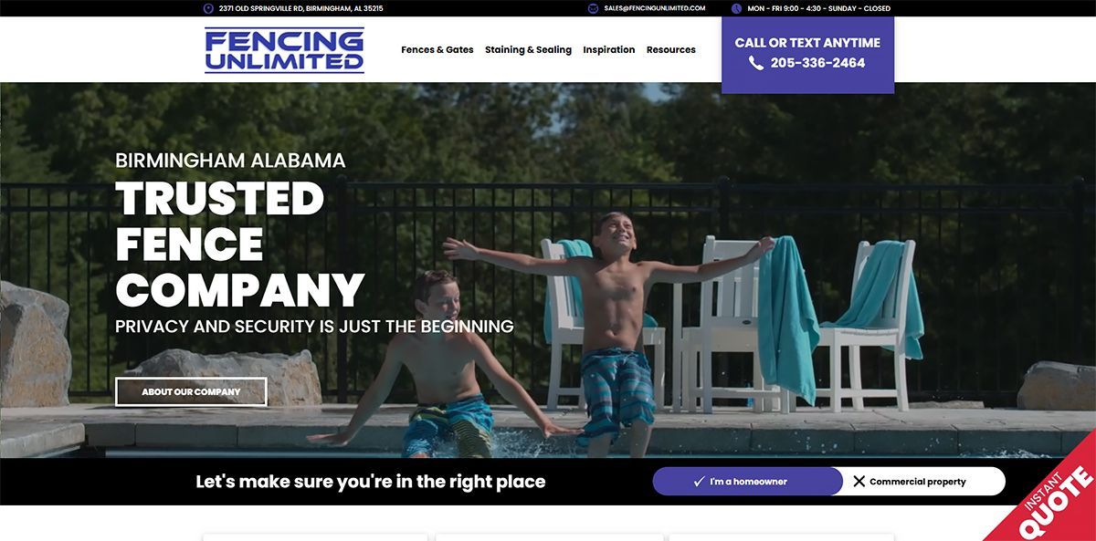 The website for fencing unlimited is a trusted fence company