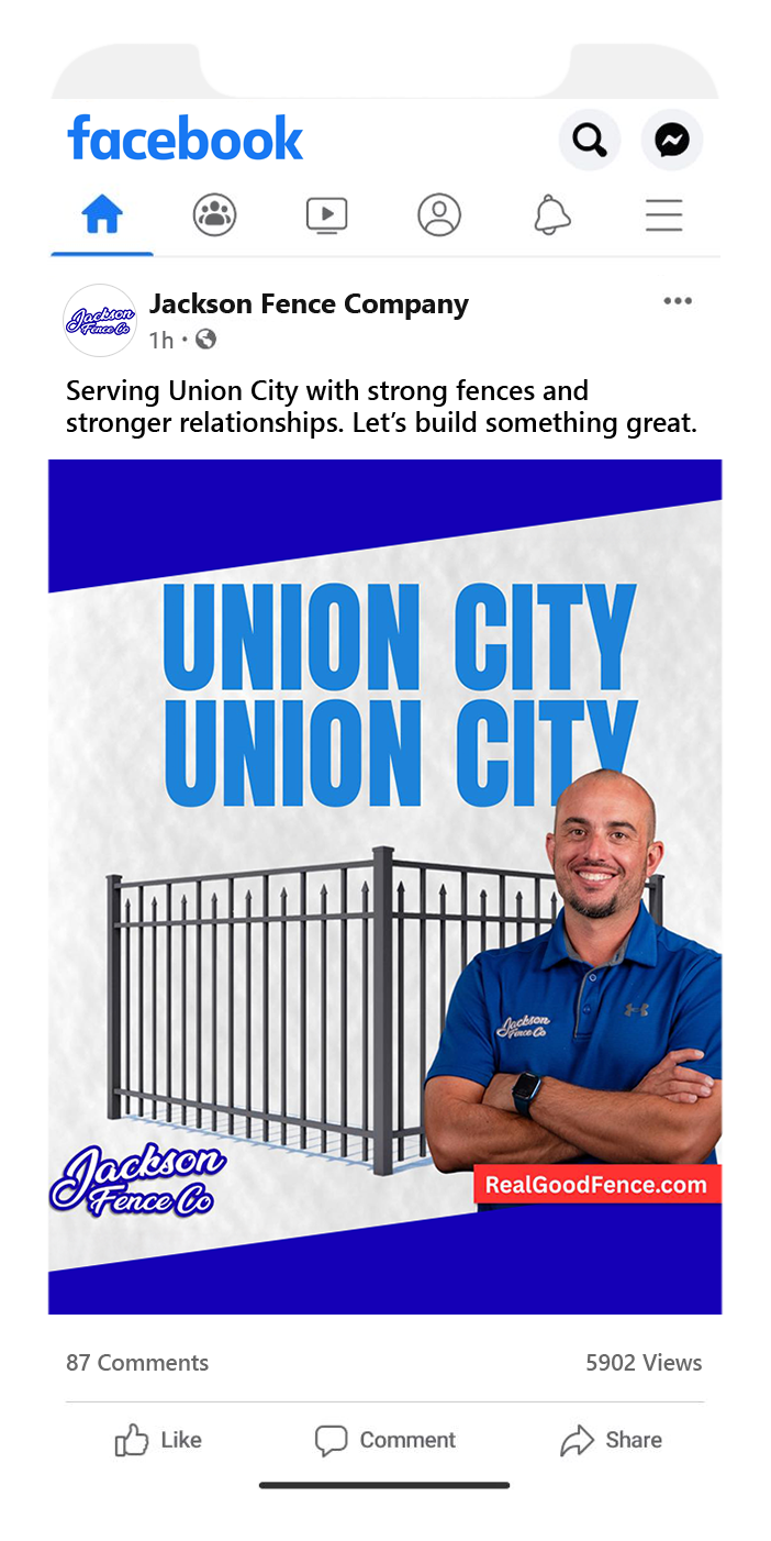 A man is standing in front of a fence on a facebook page.