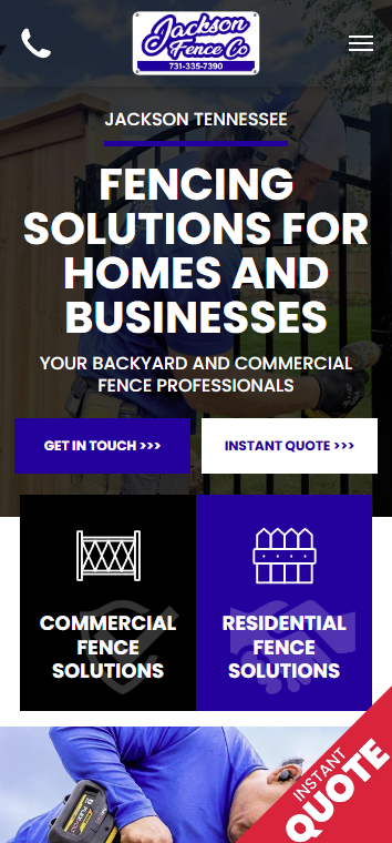 A screenshot of a website for fencing solutions for homes and businesses.