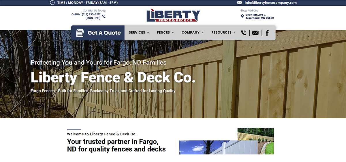A website for liberty fence and deck co.
