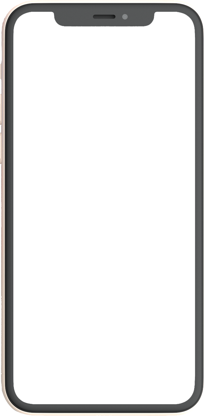A cell phone with a blank screen on a white background.