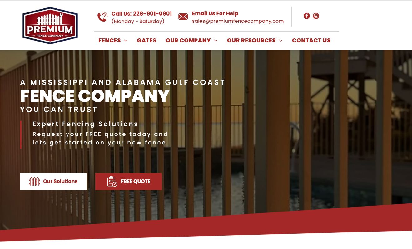 A website for a mississippi and alabama coast fence company